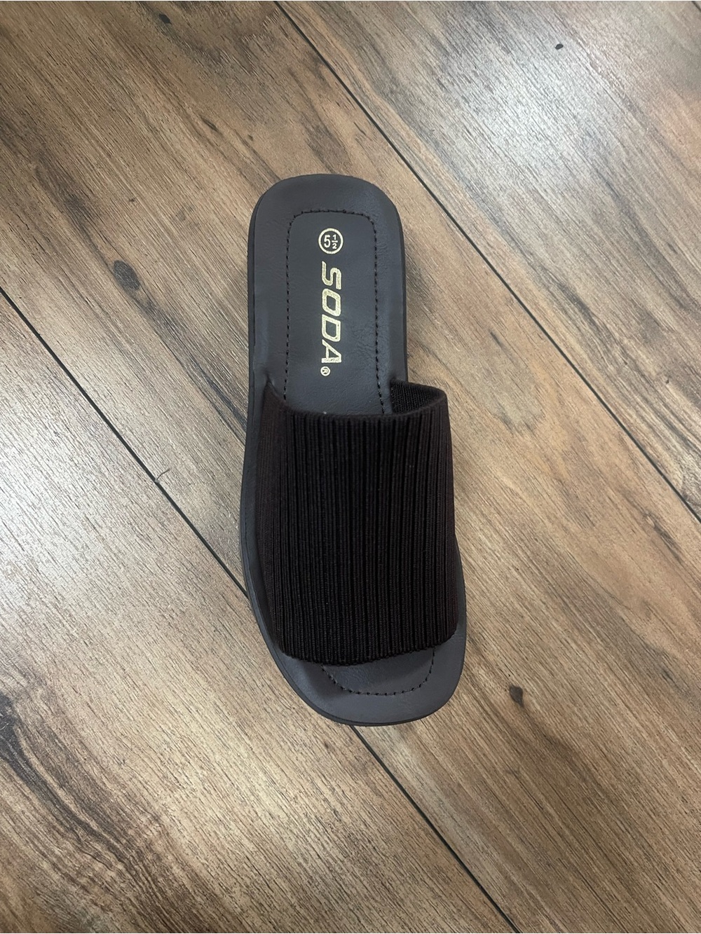 Soda Dark Brown Ribbed Sandals